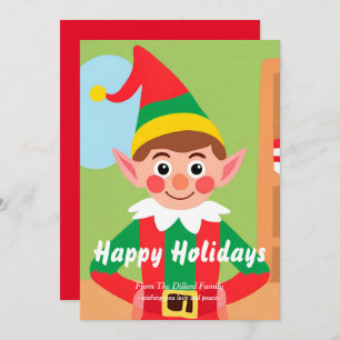 Elf Christmas Flat Holiday Card