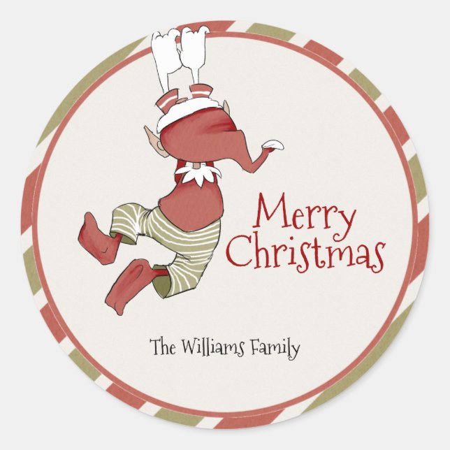 Elf Christmas Gift Tag Sticker (Front)