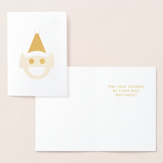 Elf Christmas Holiday Cute Fun Smiling Happy Foil  Foil Card (Display)
