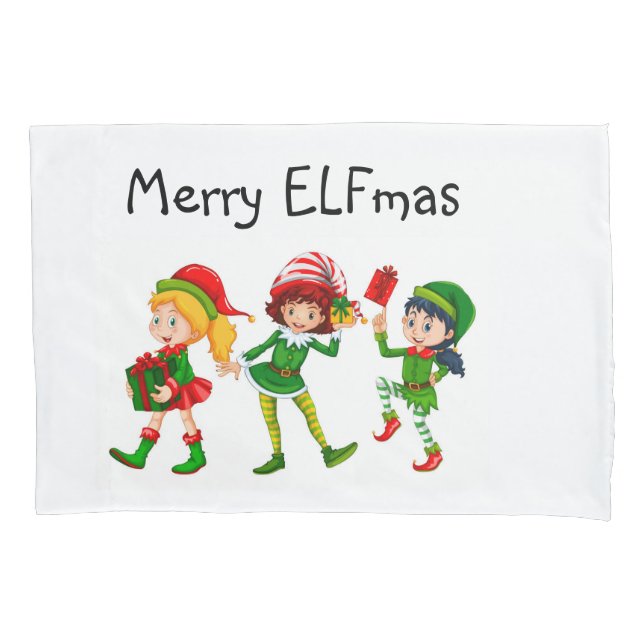 ELF Christmas Pattern Wrapping Paper Pillowcase (Front)