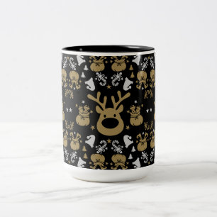 Elf Christmas Wrapping Two-Tone Coffee Mug