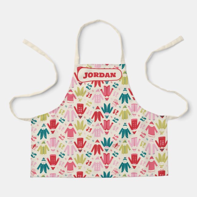Elf Colourful Coat and Shoes Pattern Apron (Front)