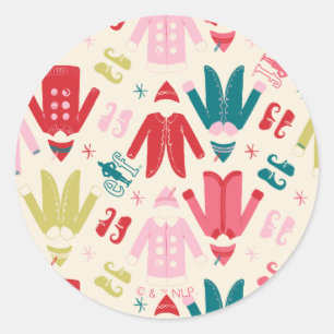 Elf Colourful Coat and Shoes Pattern Classic Round Sticker