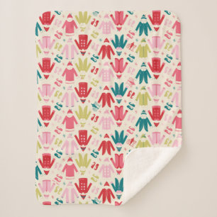 Elf Colourful Coat and Shoes Pattern Sherpa Blanket