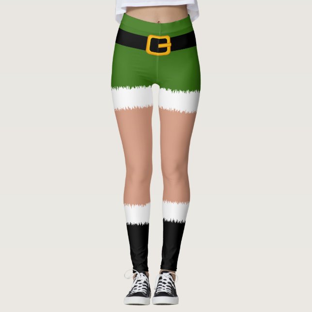 Elf Costume Christmas Leggings (Front)