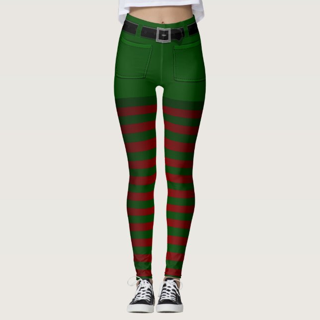 Elf Costume Leggings Christmas Elf Pants (Front)