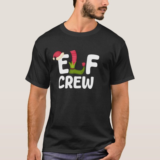 Elf Crew Christmas Family Matching Pyjamas Holiday T-Shirt (Front)