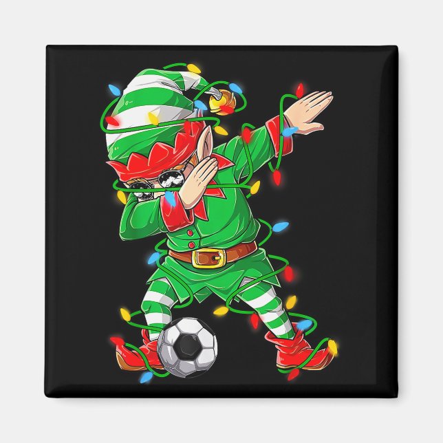 Elf Dabbing Soccer Player Christmas Dab Xmas  Magnet (Front)