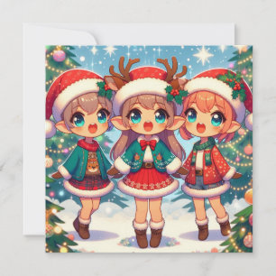 Elf Deer Merry Christmas Holiday Card