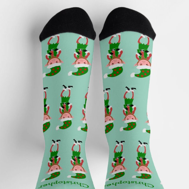 Elf Design Christmas Socks (Top)