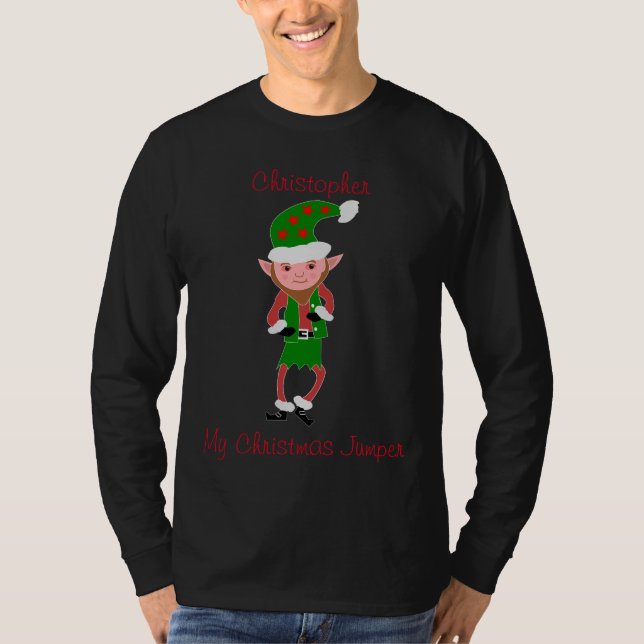 Elf Design Christmas T-Shirt (Front)