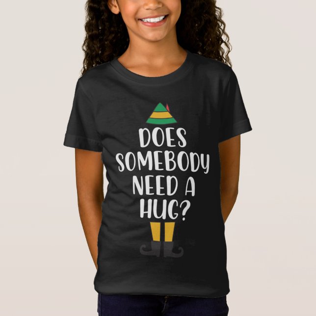 Elf Does Somebody Need A Hug Christmas Matching Fa T-Shirt (Front)