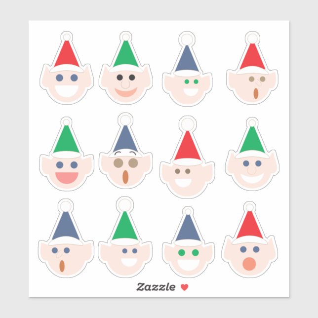 Elf (Elves) Faces Fun Cartoon Holiday Christmas (Sheet)