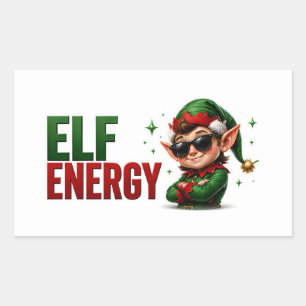 🧝 Elf Energy Funny Christmas Holiday Quote ⭐ Rectangular Sticker