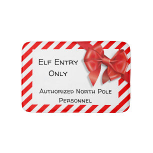 Elf Entry Only   North Pole Christmas Doormat Bath Mat