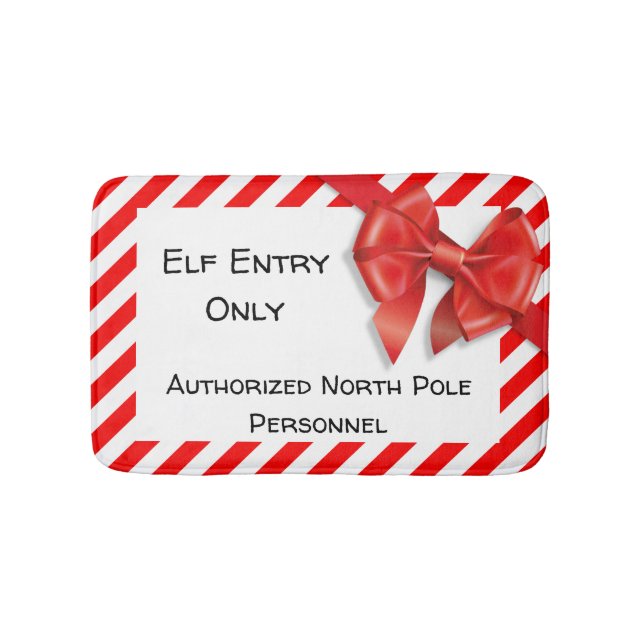 Elf Entry Only | North Pole Christmas Doormat Bath Mat (Front)