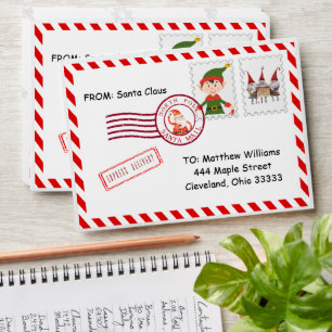 Elf envelope North Pole Santa letter