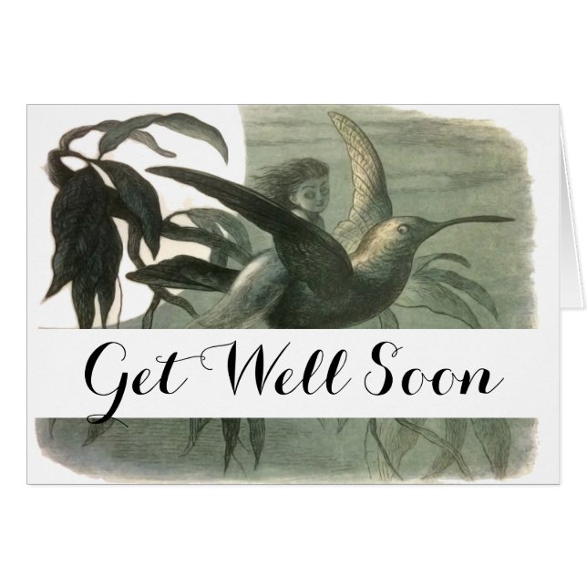 Elf Fairies Elves Moon Night Scene Bird Flying  (Front Horizontal)