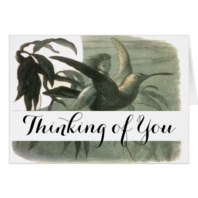 Elf Fairies Elves Moon Night Scene Bird Flying  (Front Horizontal)