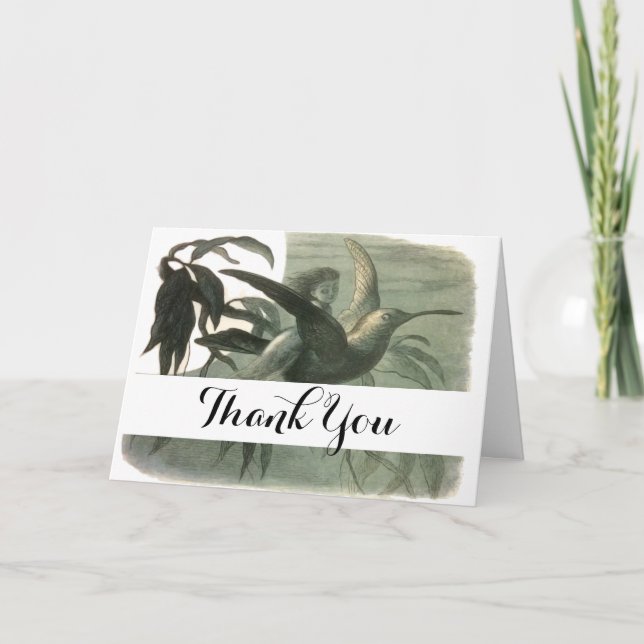 Elf Fairies Elves Moon Night Scene Bird Flying  Thank You Card (Front)
