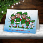 Elf Family (brunette3) Christmas Holiday Card<br><div class="desc">Upload your pictures and turn your family into this adorable elf family! FOLLOW THESE TIPS FOR THE BEST RESULTS: For each picture, a full, frontal face shot with natural (or outdoor) lighting is best, with hair pulled away from the face. If the picture you upload does not fit within the...</div>