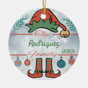 Elf Family Christmas Ceramic Tree Decoration