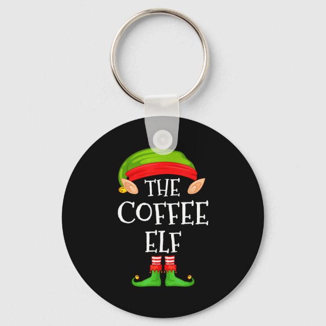Elf Family Christmas Coffee Elf Sweater Matching C Key Ring (Front)