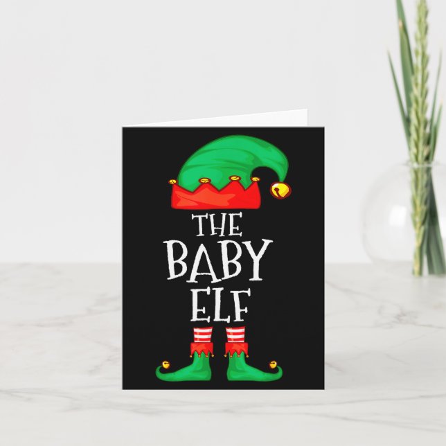 Elf Family Christmas Funny The Baby Elf Sweater Bo Card (Front)
