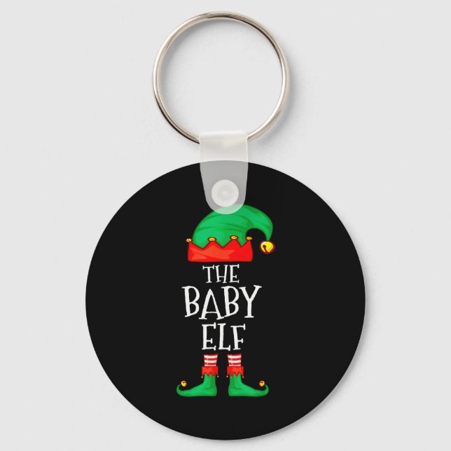 Elf Family Christmas Funny The Baby Elf Sweater Bo Key Ring (Front)