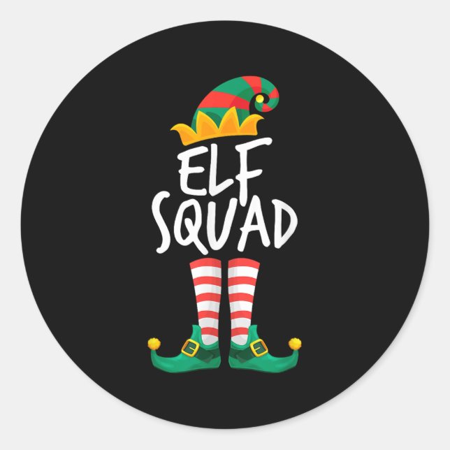 Elf Family Christmas Group Matching Pyjamas Xmas E Classic Round Sticker (Front)