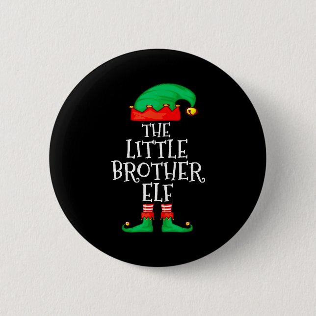 Elf Family Christmas Little Brother Elf Sweater Me 6 Cm Round Badge (Front)
