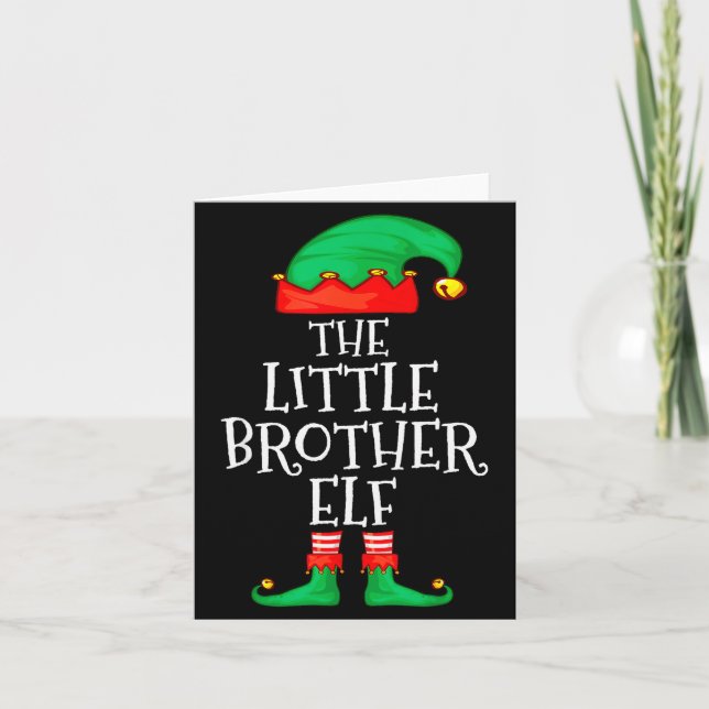 Elf Family Christmas Little Brother Elf Sweater Me Card (Front)