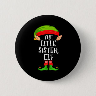 Elf Family Christmas Little Sister Elf Sweater Mat 6 Cm Round Badge