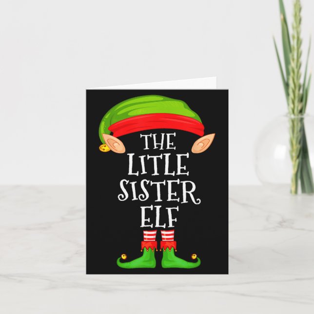 Elf Family Christmas Little Sister Elf Sweater Mat Card (Front)
