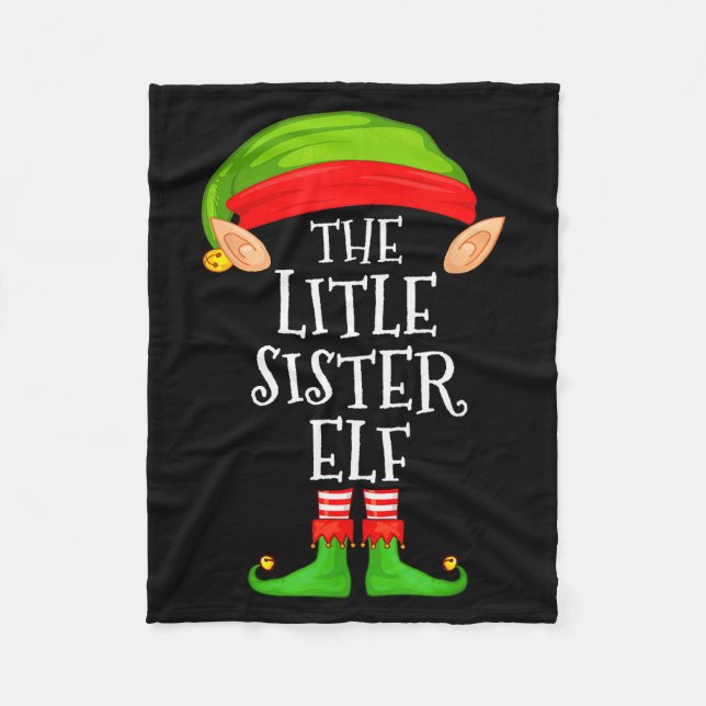 Elf Family Christmas Little Sister Elf Sweater Mat Fleece Blanket (Front)
