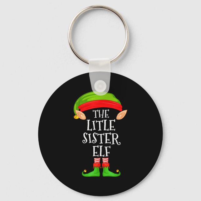 Elf Family Christmas Little Sister Elf Sweater Mat Key Ring (Front)