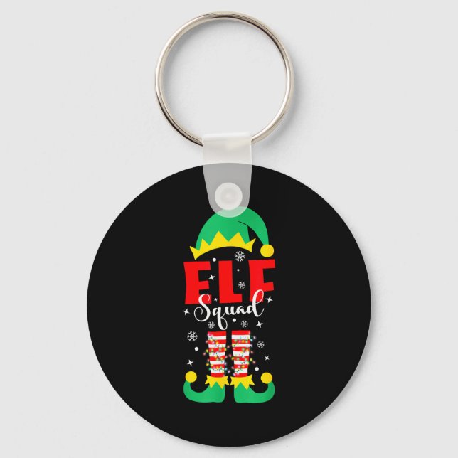 Elf Family Christmas Matching Pajamas Funny Xmas E Key Ring (Front)