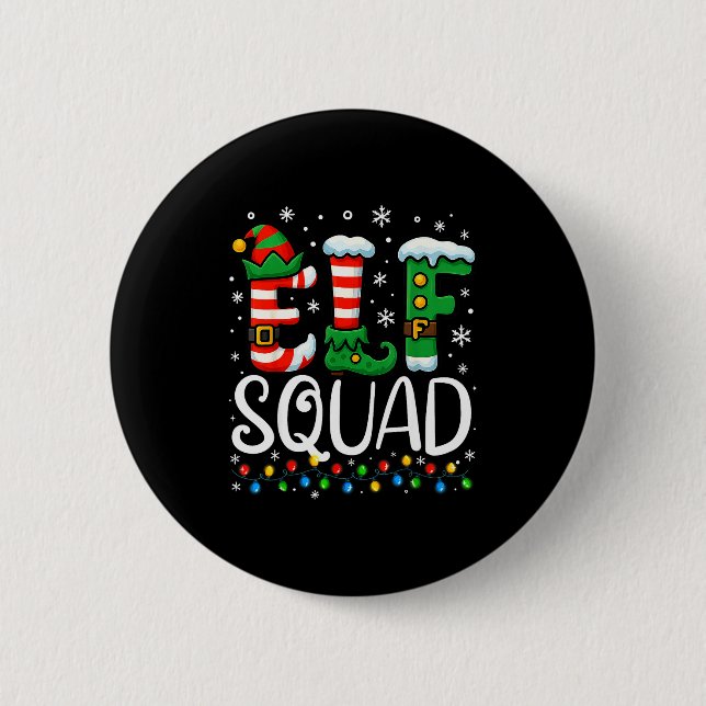 Elf Family Christmas Matching Pajamas Xmas Elf Squ 6 Cm Round Badge (Front)
