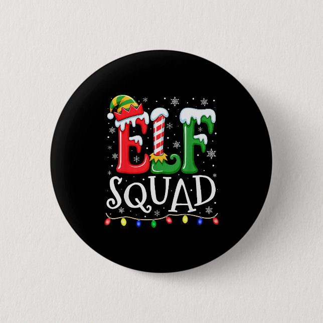Elf Family Christmas Matching Pajamas Xmas Elf Squ 6 Cm Round Badge (Front)