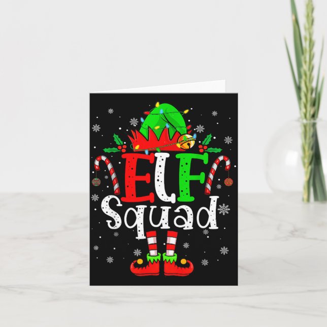 Elf Family Christmas Matching Pajamas Xmas Elf Squ Card (Front)