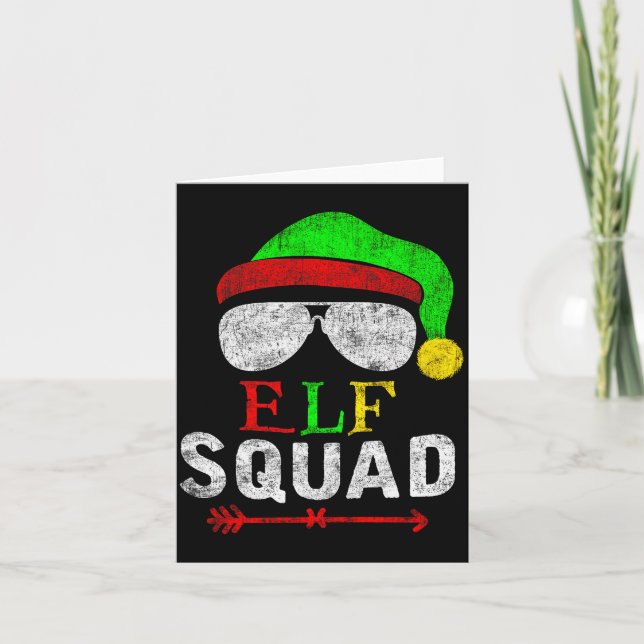 Elf Family Christmas Matching Pajamas Xmas Elf Squ Card (Front)