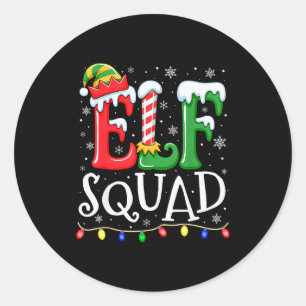 Elf Family Christmas Matching Pajamas Xmas Elf Squ Classic Round Sticker