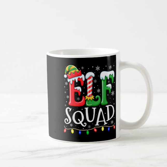 Elf Family Christmas Matching Pajamas Xmas Elf Squ Coffee Mug (Right)
