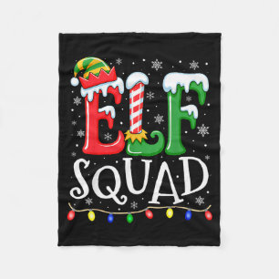 Elf Family Christmas Matching Pajamas Xmas Elf Squ Fleece Blanket