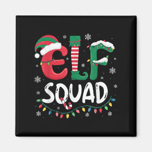 Elf Family Christmas Matching Pajamas Xmas Elf Squ Magnet