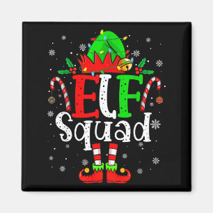 Elf Family Christmas Matching Pajamas Xmas Elf Squ Magnet