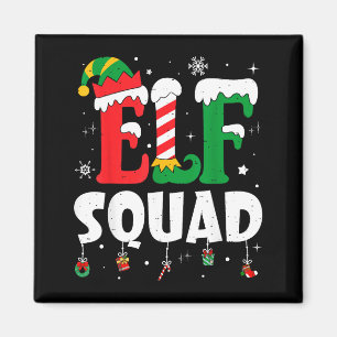 Elf Family Christmas Matching Pajamas Xmas Elf Squ Magnet