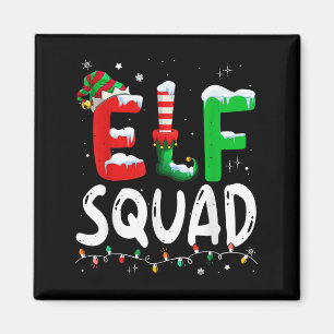 Elf Family Christmas Matching Pajamas Xmas Elf Squ Magnet