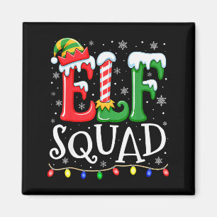 Elf Family Christmas Matching Pajamas Xmas Elf Squ Magnet