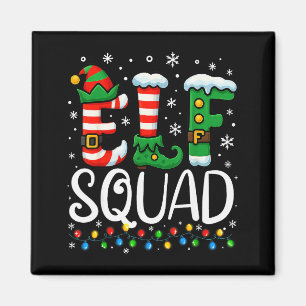 Elf Family Christmas Matching Pajamas Xmas Elf Squ Magnet